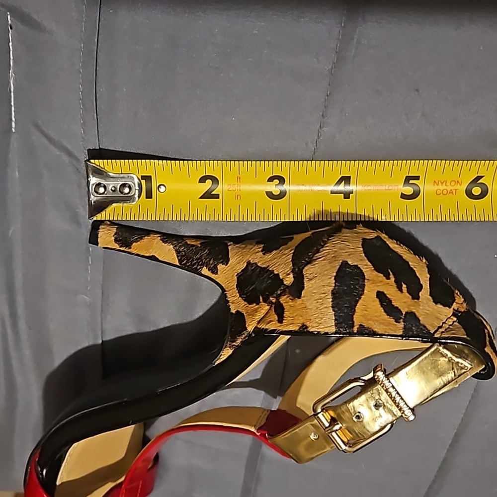 Gianni Bini 4 inch Heels Red Gold Strappy Leopard Heel - Picture 8 of 8
